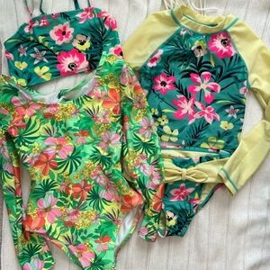 Girls Floral Swimsuit Bundle
